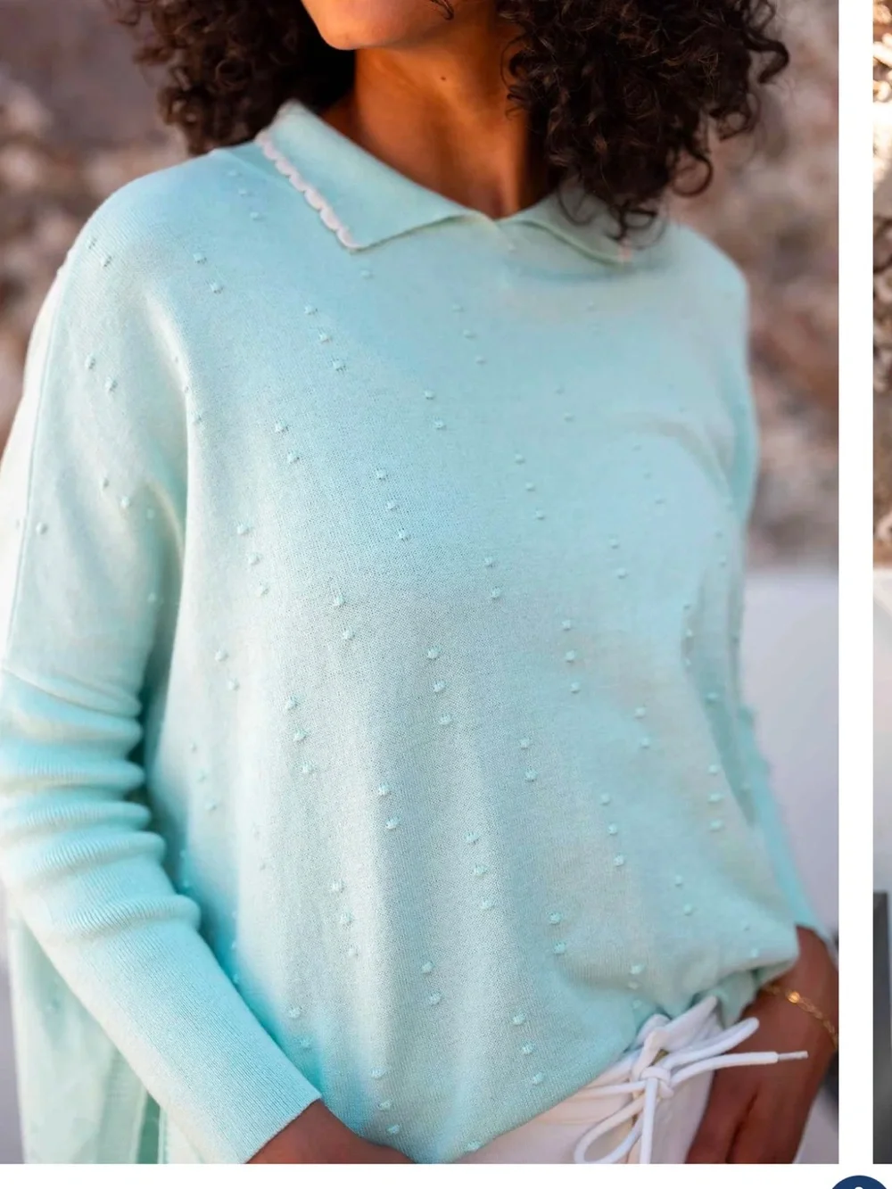 Mersea One Size Catalina Cotton Polo Sweater Pale Mint Oversized Pastel